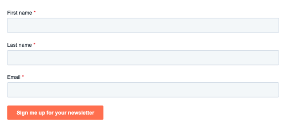 an example of a top funnel form that has too many fields